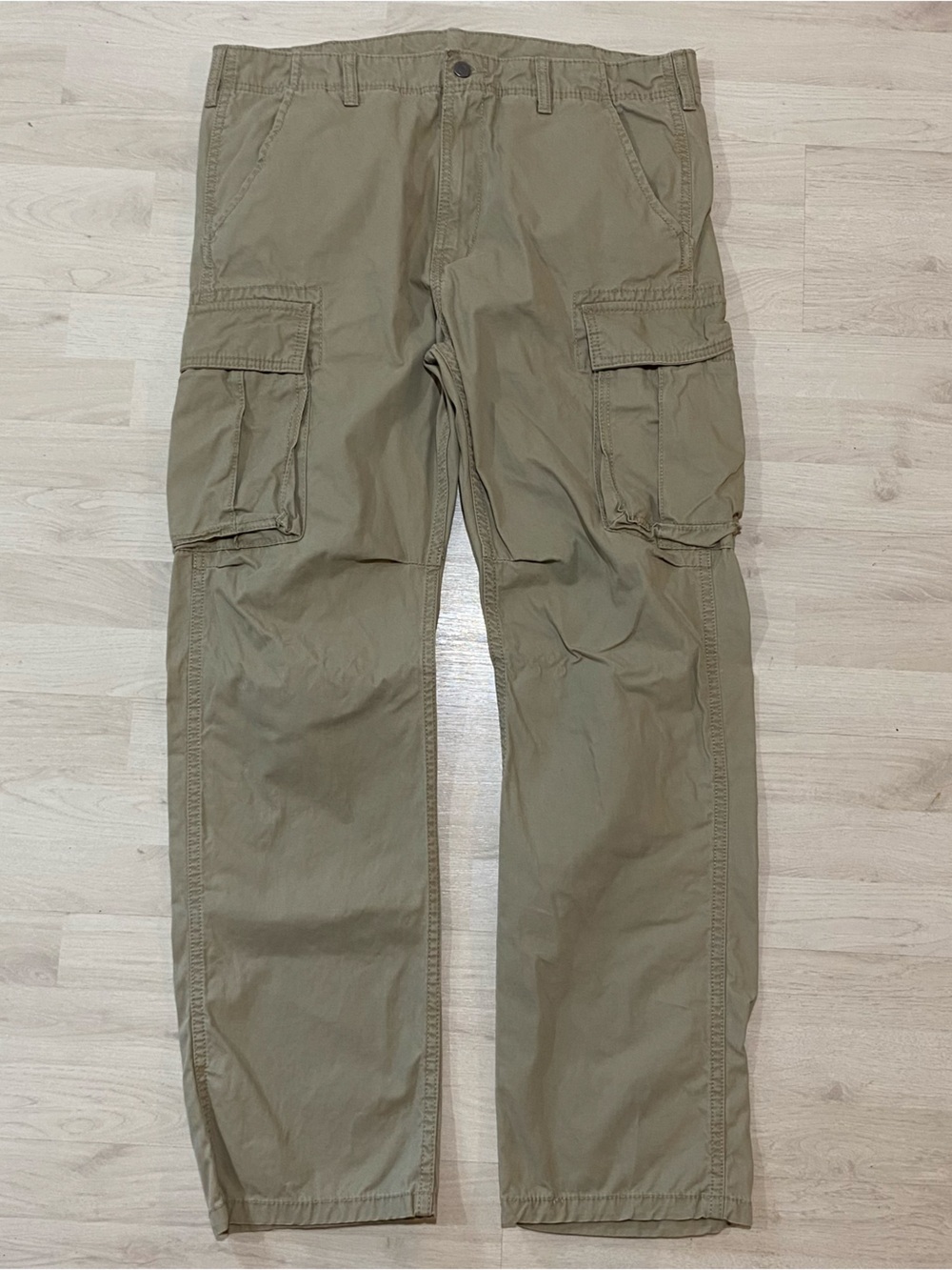 Levis Cargo Pants Mens 36x32 Tan Khaki Loose Fit Paratrooper Y2K Cotton Utility